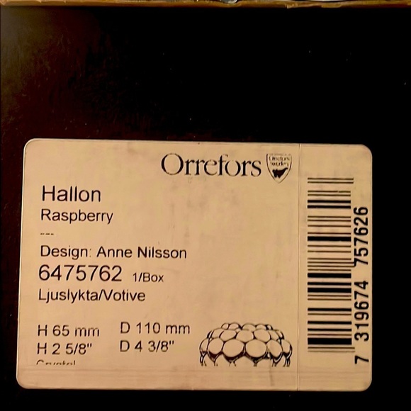 ORREFORS RASPBERRY VOTIVE - Picture 2 of 4